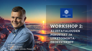 OlliMatti Airiola alustaa Kokkolan Meriklusterin toisessa työpajassa alustatalouden ja liiketoimintaekosysteemien perusteista